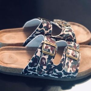 Mens XL Custom Bape Camo Print Birkenstock Slides